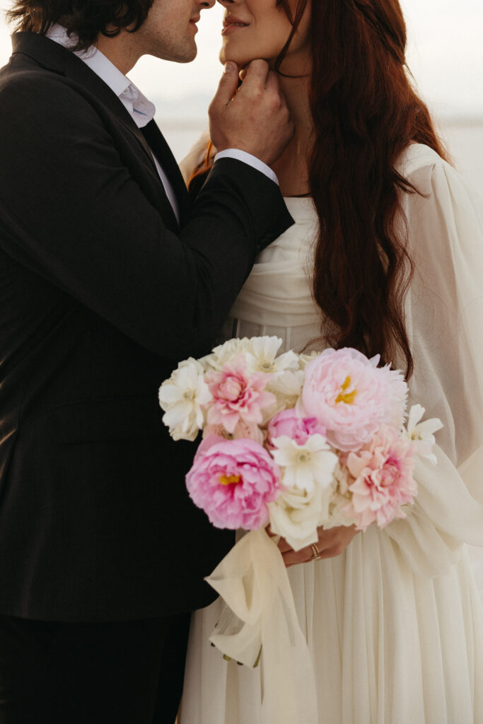 Elopement at Bonneville Salt Flats in Utah.